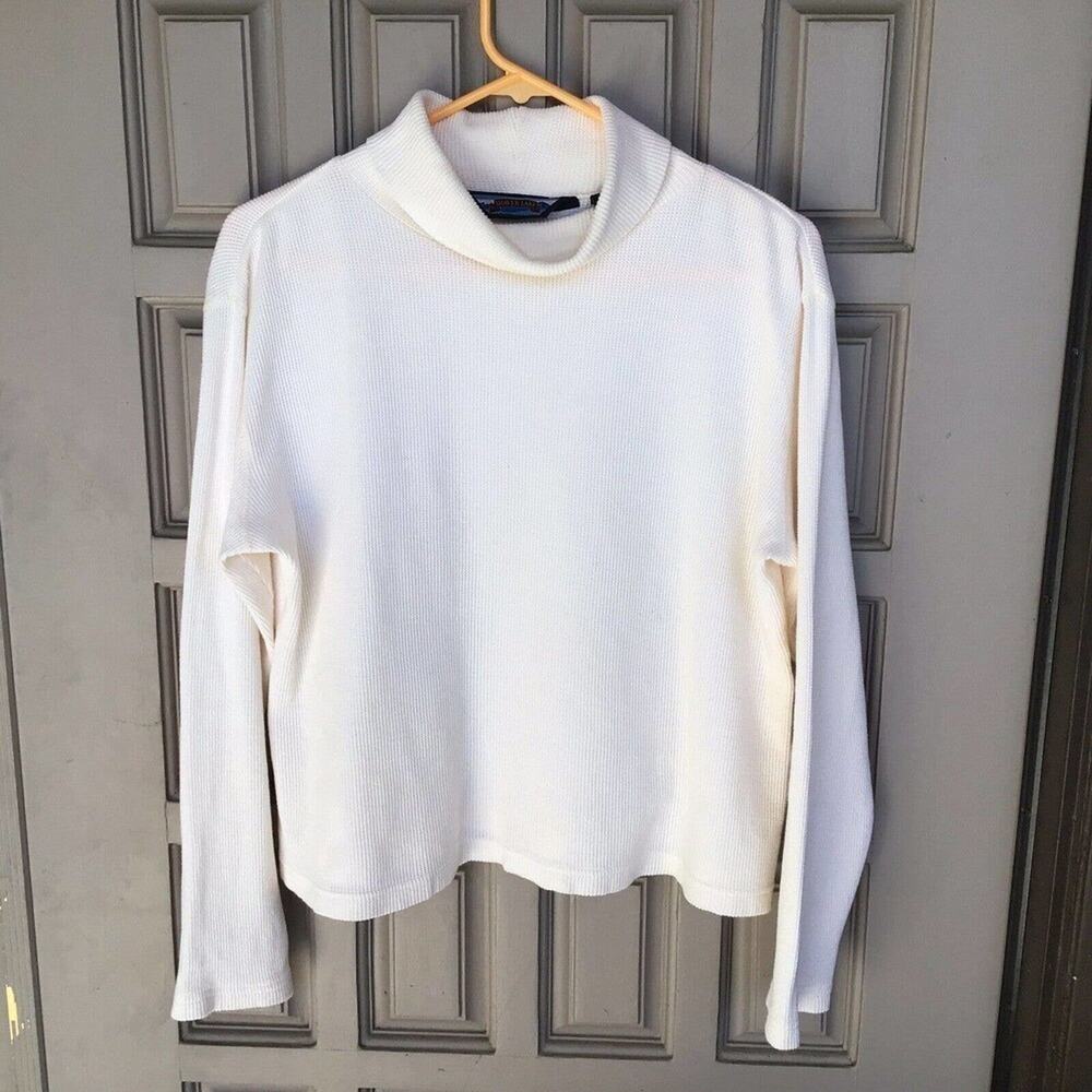 Vintage Shaver Lake Top SzS Boxy Waffle Knit Vanilla Long Sleeves Turtle NWOT